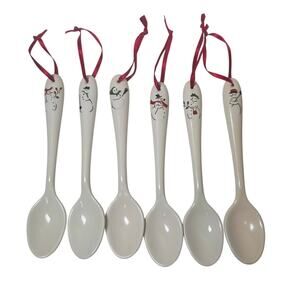 Williams Sonoma Snowman Spoon Ornaments Set of 6 Christmas Holiday